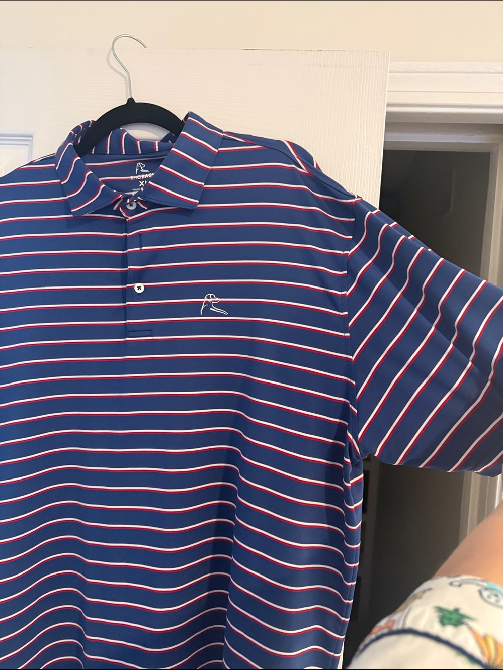 Rhoback Navy Polo with White and Red Stripes - Picture 4 of 11